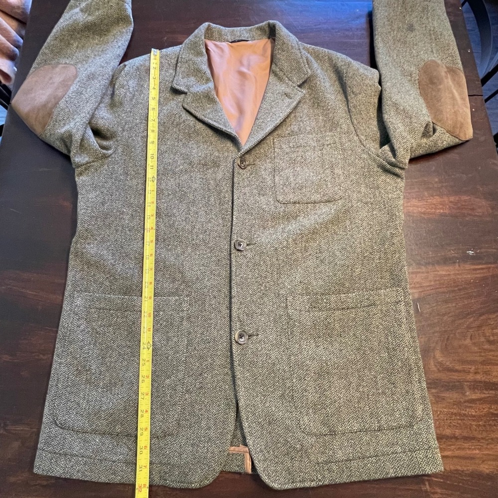 Vintage Banana Republic Mens Herringbone Wool Blazer Elbow Patches Brown Medium - Picture 7 of 11